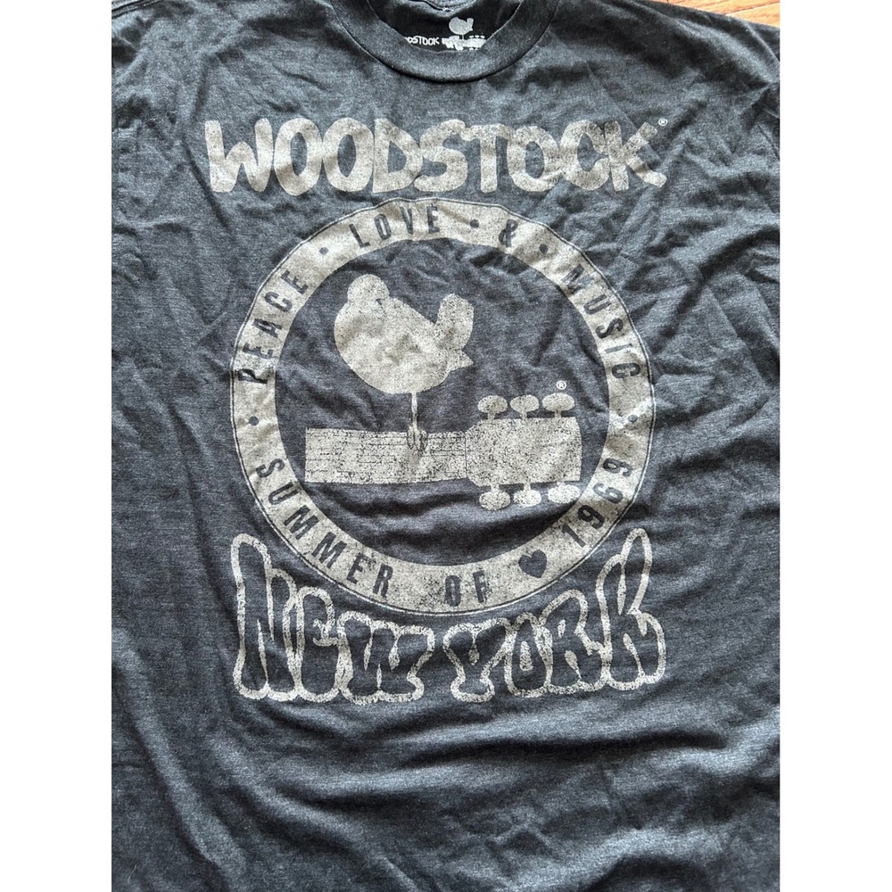 Woodstock Peace Love Music Summer of 1969 Graphic T-Shirt Gray 2XLT Mens